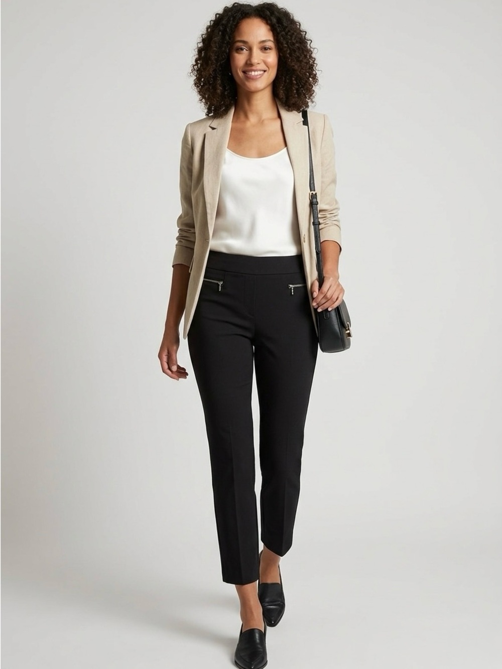 Massini Black Ankle-Length Slim Dress Pants